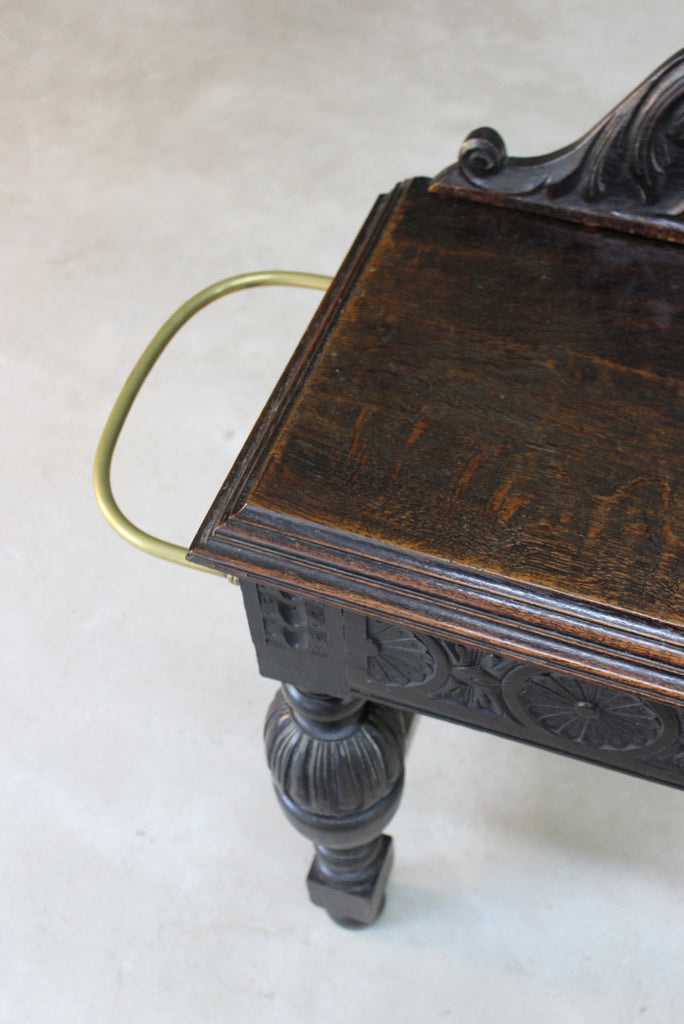 Victorian Carved Oak Hall Stand / Side Table - Kernow Furniture