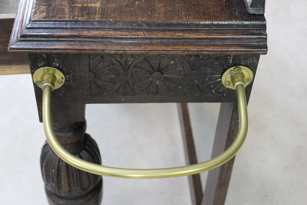Victorian Carved Oak Hall Stand / Side Table - Kernow Furniture