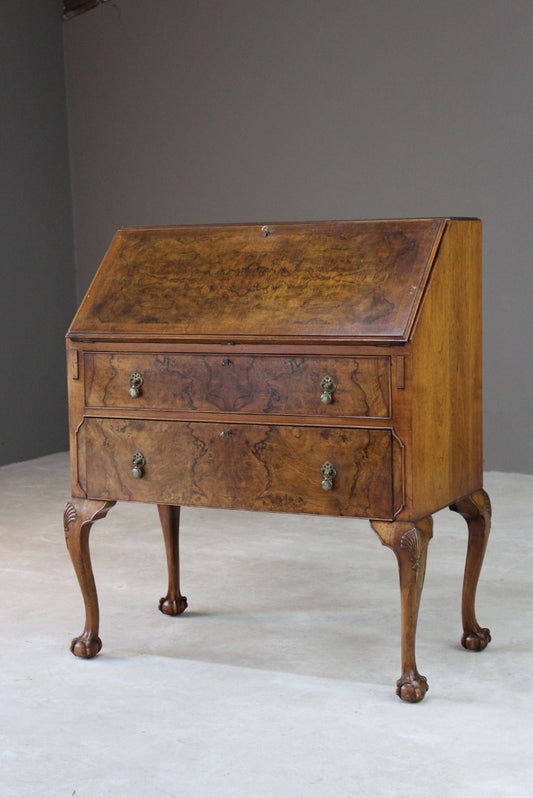 Reproduction Walnut Writing Bureau - Kernow Furniture