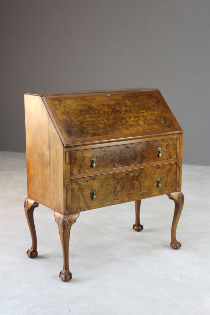 Reproduction Walnut Writing Bureau - Kernow Furniture