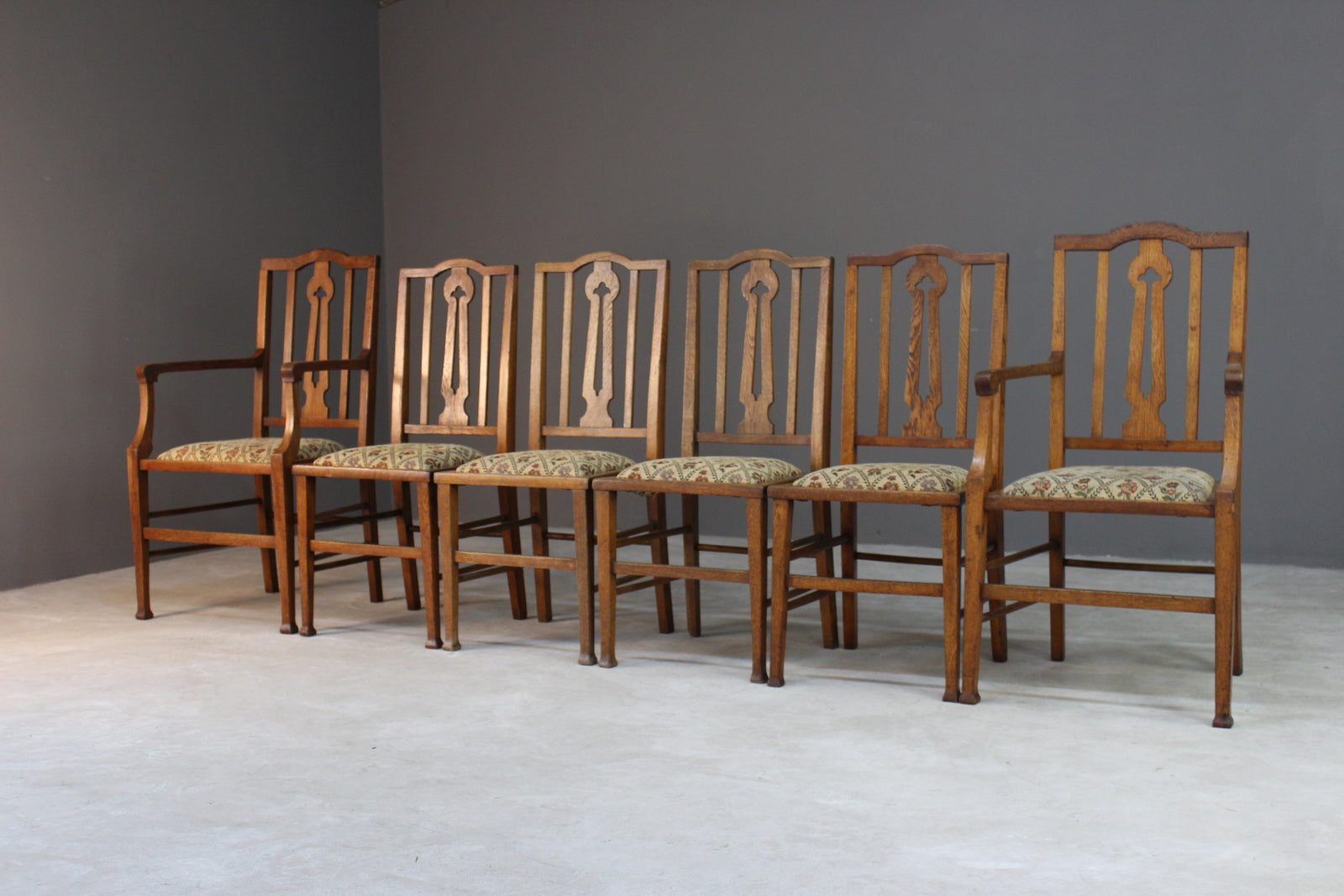 6 Edwardian Oak Dining Chairs - Kernow Furniture
