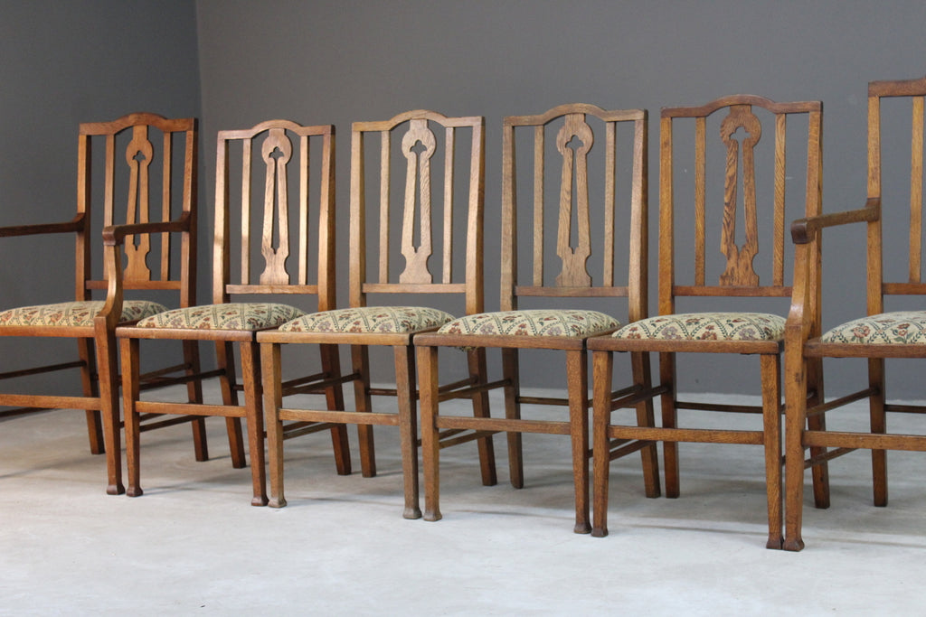 6 Edwardian Oak Dining Chairs - Kernow Furniture