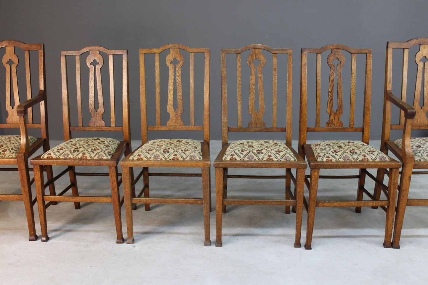6 Edwardian Oak Dining Chairs - Kernow Furniture