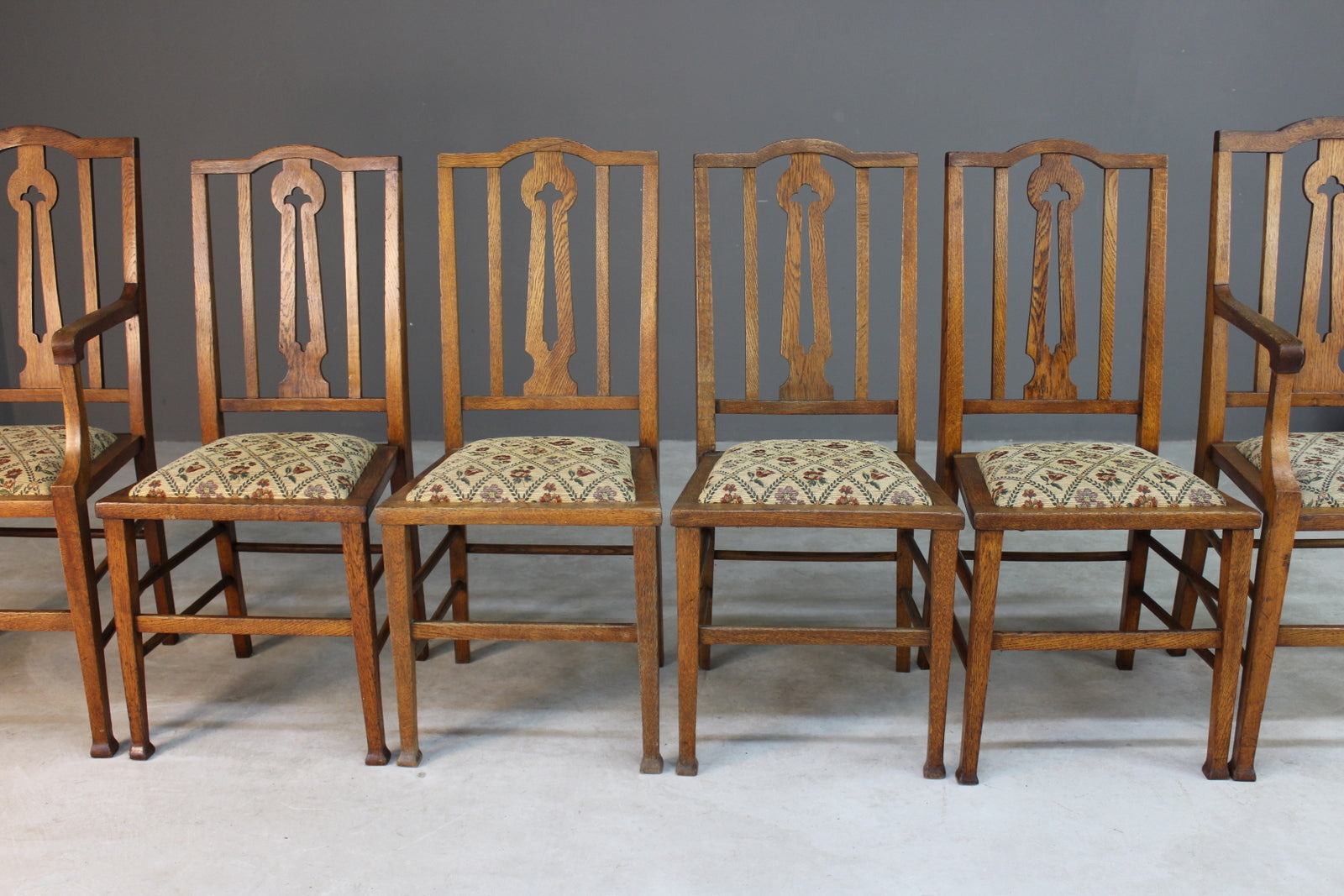 6 Edwardian Oak Dining Chairs - Kernow Furniture