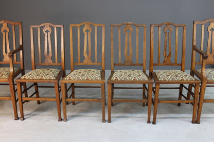 6 Edwardian Oak Dining Chairs - Kernow Furniture