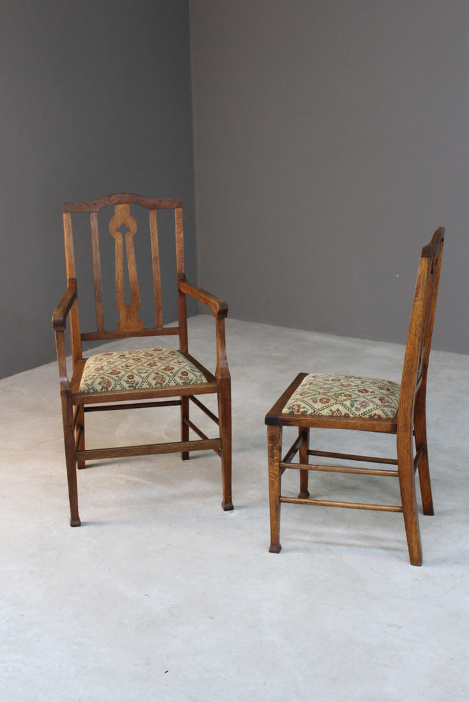 6 Edwardian Oak Dining Chairs - Kernow Furniture