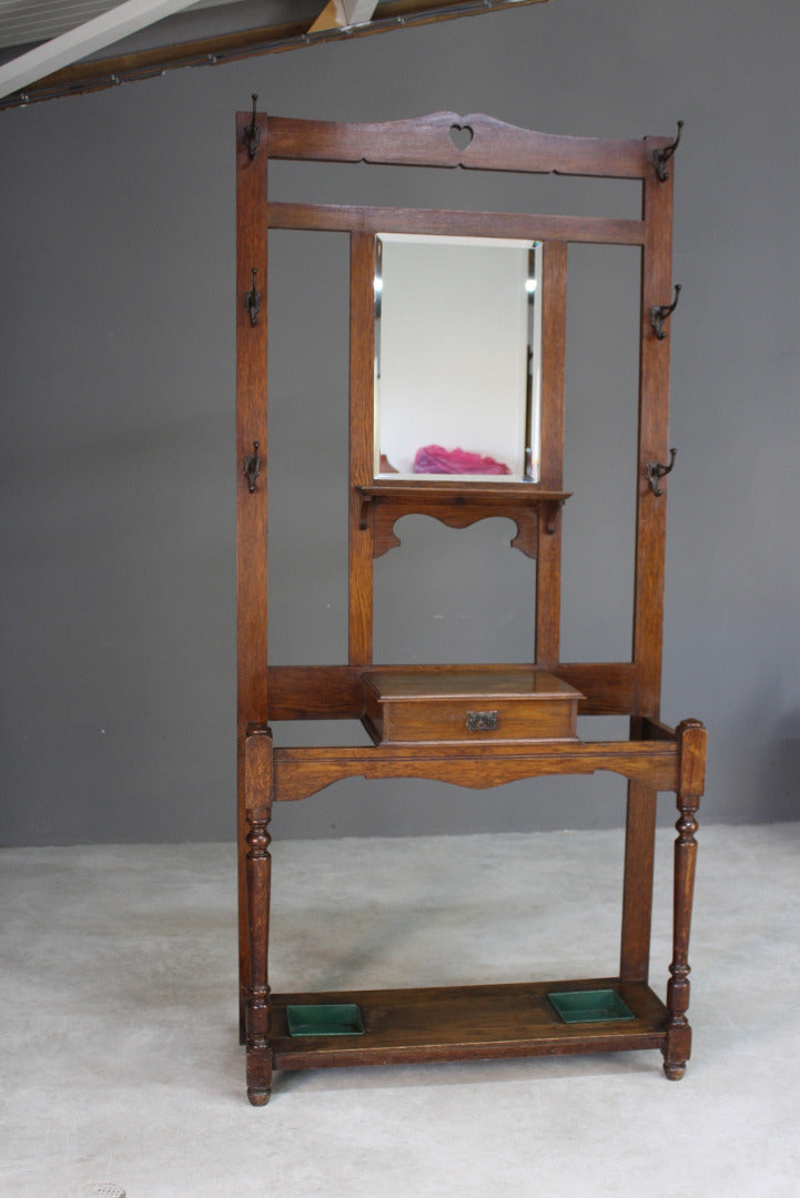 Edwardian Oak Hall Coat Stand - Kernow Furniture