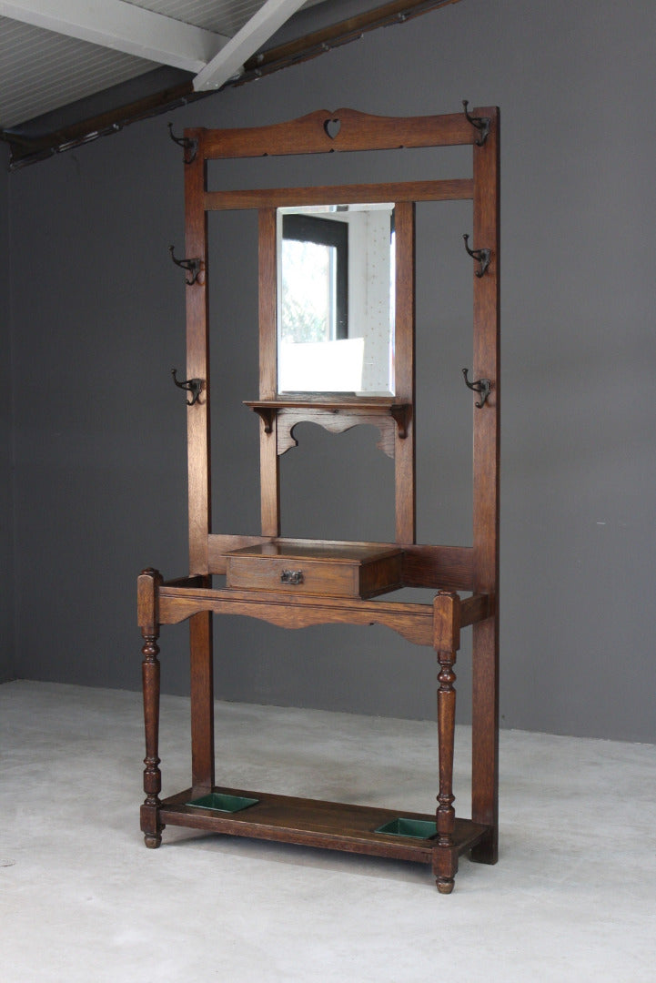 Edwardian Oak Hall Coat Stand - Kernow Furniture