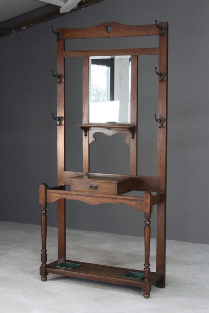 Edwardian Oak Hall Coat Stand - Kernow Furniture