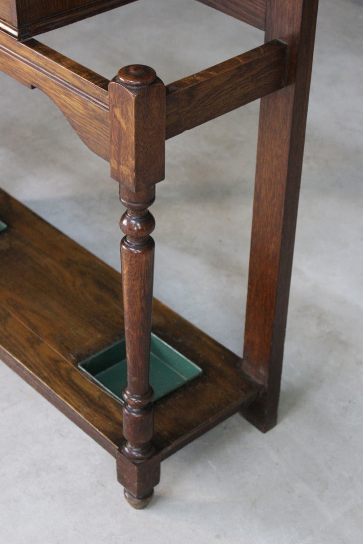 Edwardian Oak Hall Coat Stand - Kernow Furniture