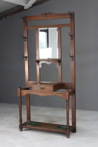 Edwardian Oak Hall Coat Stand - Kernow Furniture