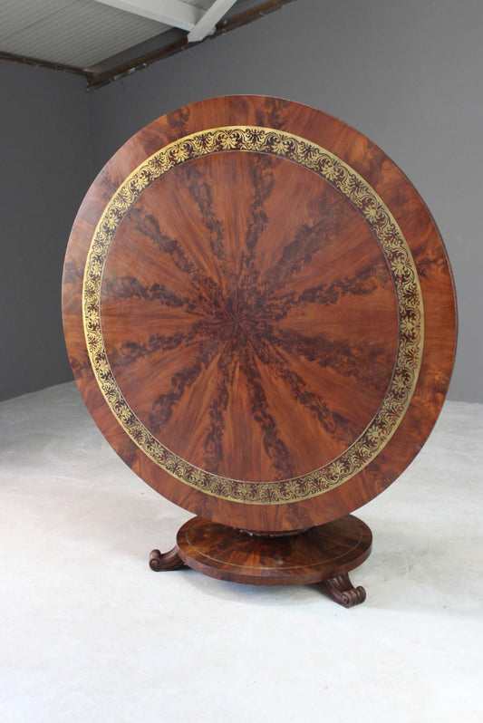 Antique Regency Mahogany & Brass Inlaid Breakfast Table - Kernow Furniture