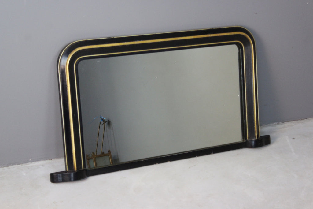 Antique Ebonised & Gilt Overmantle Mirror - Kernow Furniture