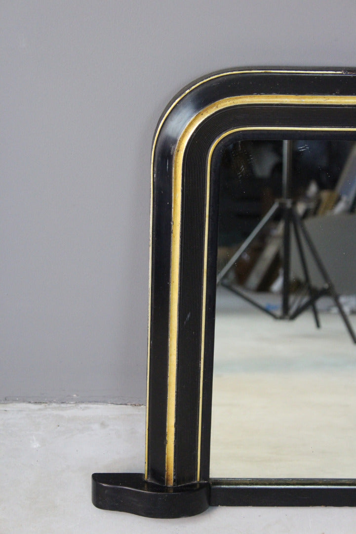 Antique Ebonised & Gilt Overmantle Mirror - Kernow Furniture