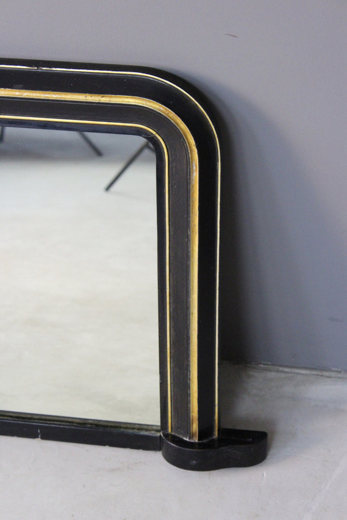 Antique Ebonised & Gilt Overmantle Mirror - Kernow Furniture