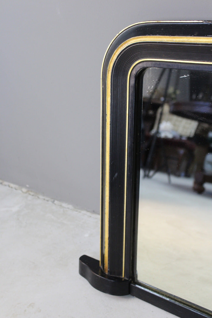 Antique Ebonised & Gilt Overmantle Mirror - Kernow Furniture