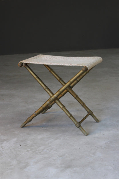 Simulated Bamboo Gilt Wood Stool - Kernow Furniture