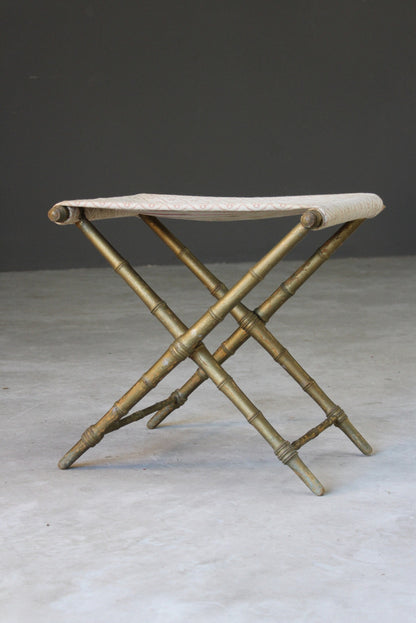 Simulated Bamboo Gilt Wood Stool - Kernow Furniture