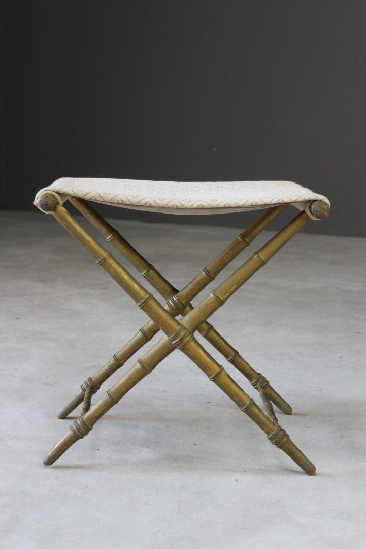 Simulated Bamboo Gilt Wood Stool - Kernow Furniture