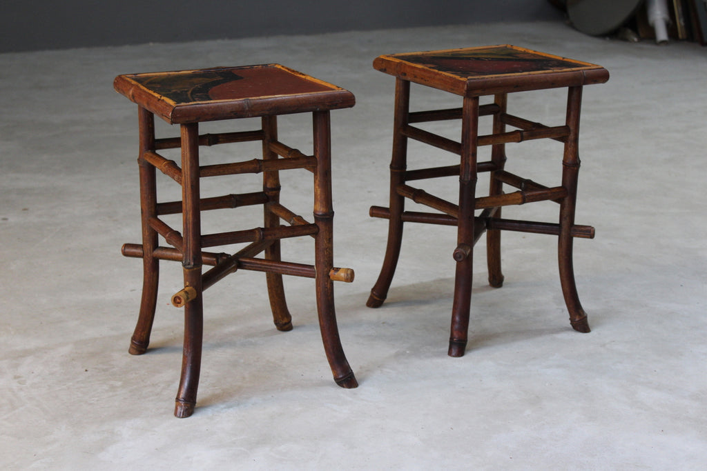 Pair Victorian Bamboo Side Tables - Kernow Furniture