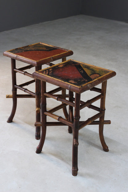 Pair Victorian Bamboo Side Tables - Kernow Furniture