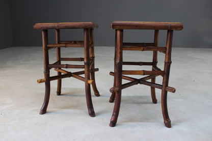 Pair Victorian Bamboo Side Tables - Kernow Furniture