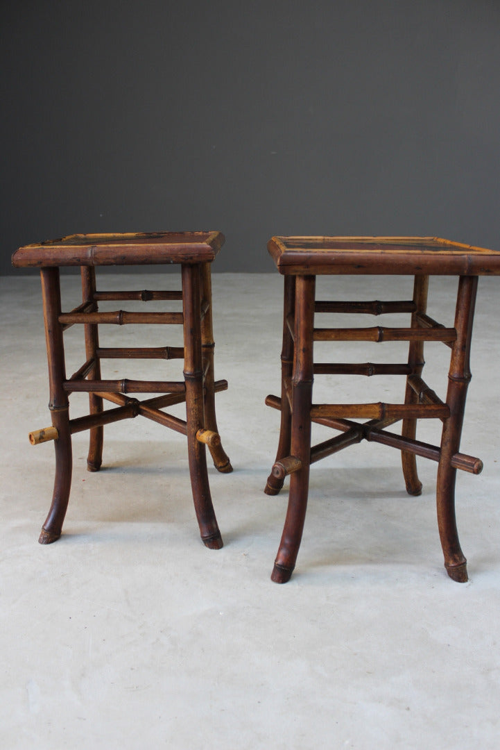 Pair Victorian Bamboo Side Tables - Kernow Furniture