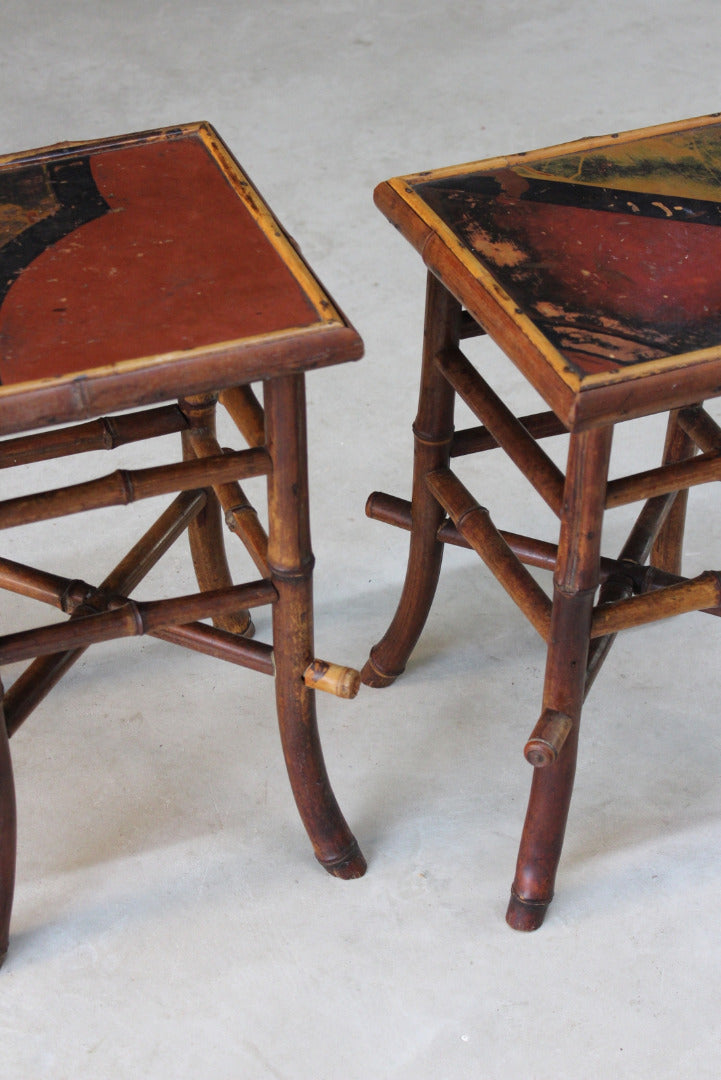 Pair Victorian Bamboo Side Tables - Kernow Furniture