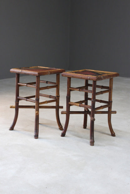 Pair Victorian Bamboo Side Tables - Kernow Furniture