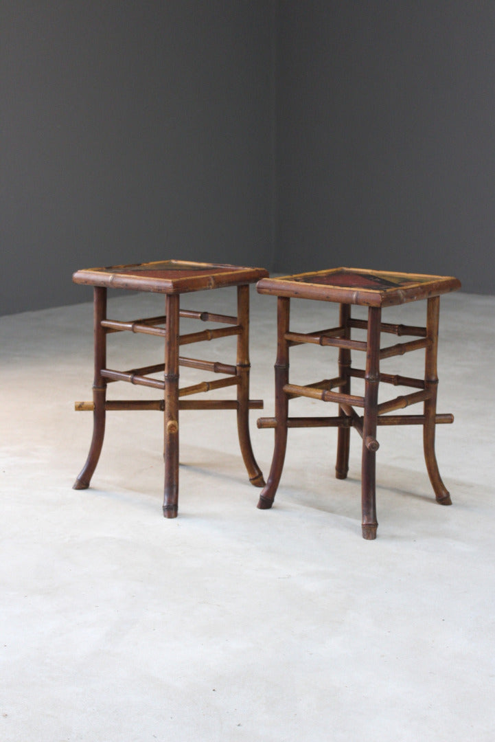 Pair Victorian Bamboo Side Tables - Kernow Furniture