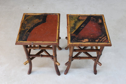 Pair Victorian Bamboo Side Tables - Kernow Furniture