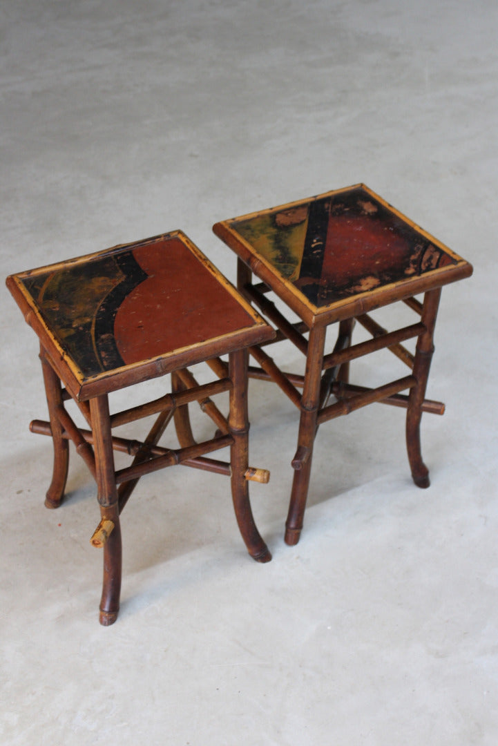 Pair Victorian Bamboo Side Tables - Kernow Furniture