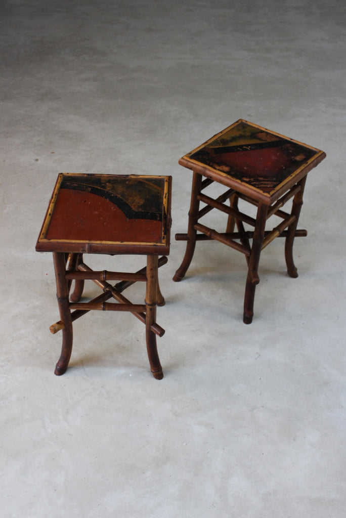 Pair Victorian Bamboo Side Tables - Kernow Furniture