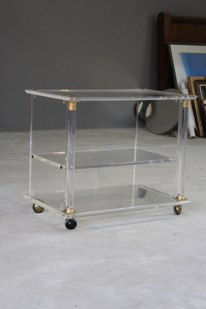 Retro Acrylic & Brass Drinks Trolley / Side Table - Kernow Furniture