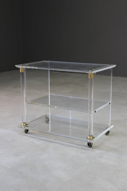 Retro Acrylic & Brass Drinks Trolley / Side Table - Kernow Furniture