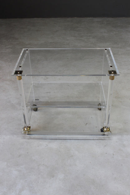 Retro Acrylic & Brass Drinks Trolley / Side Table - Kernow Furniture