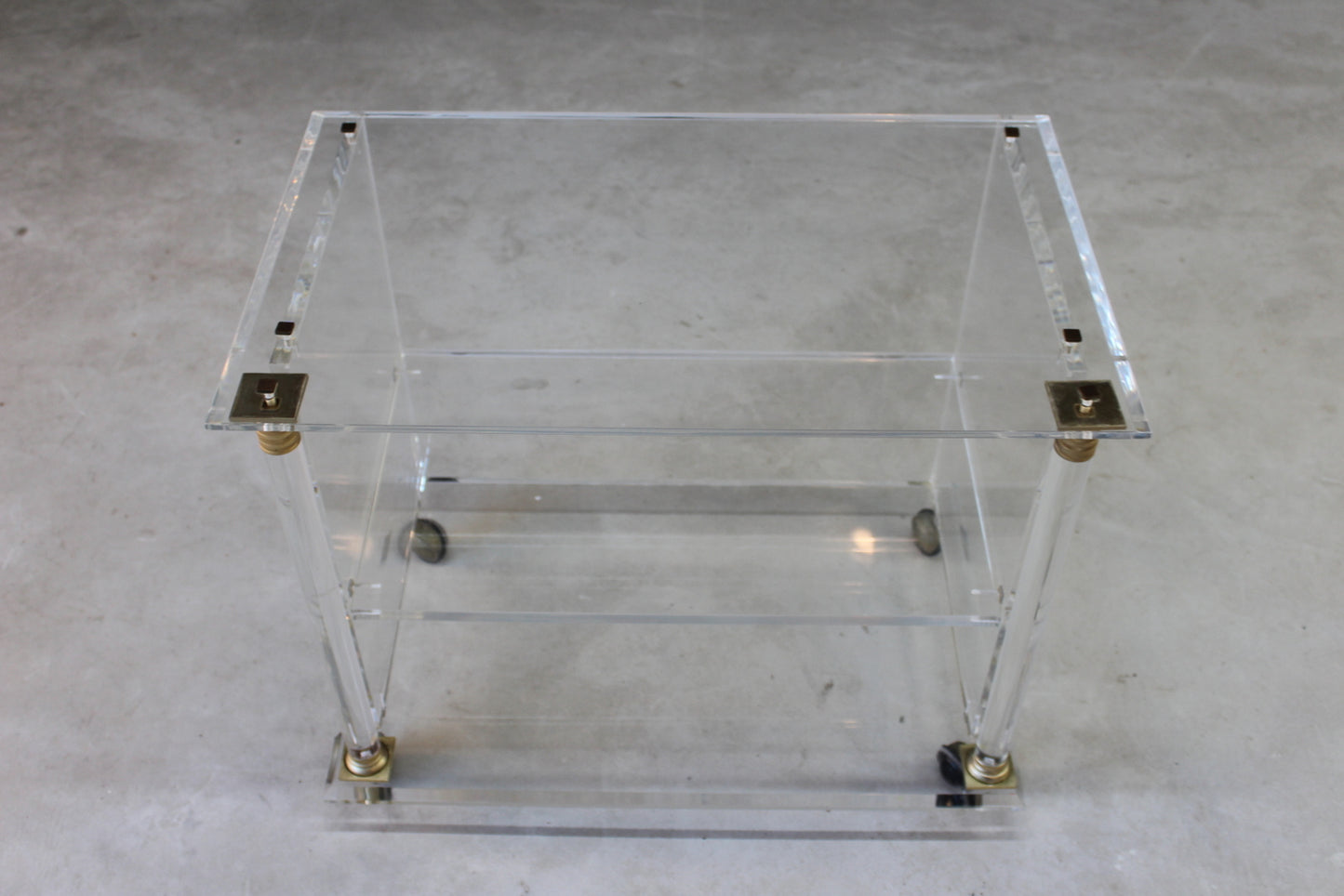 Retro Acrylic & Brass Drinks Trolley / Side Table - Kernow Furniture