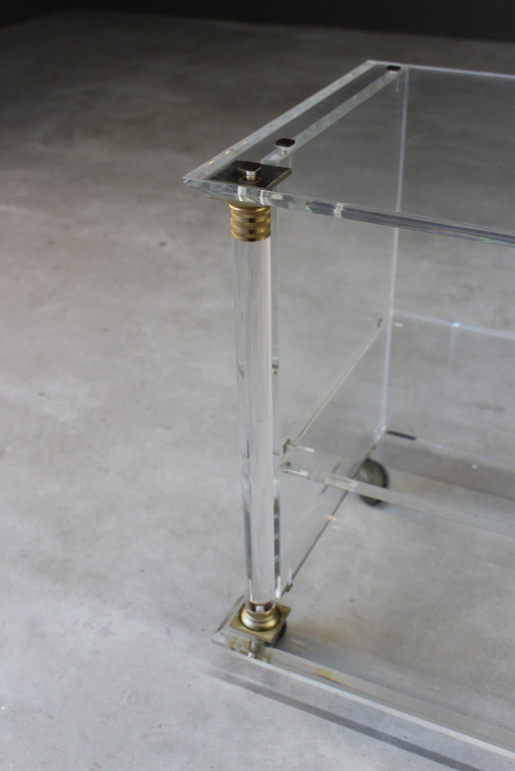 Retro Acrylic & Brass Drinks Trolley / Side Table - Kernow Furniture