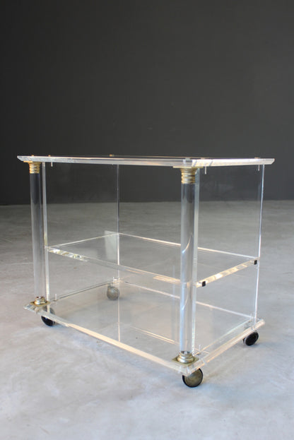 Retro Acrylic & Brass Drinks Trolley / Side Table - Kernow Furniture