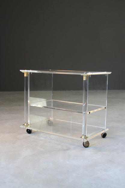 Retro Acrylic & Brass Drinks Trolley / Side Table - Kernow Furniture