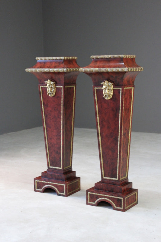 Pair Decorative Painted Pedestal Columns - Kernow Furniture