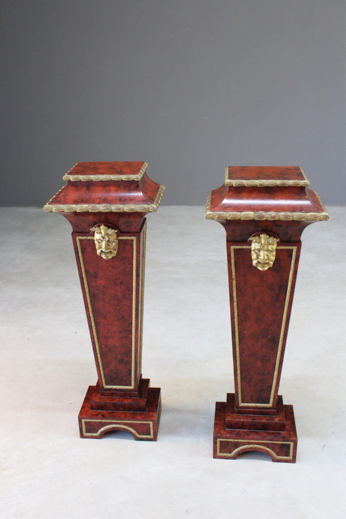 Pair Decorative Painted Pedestal Columns - Kernow Furniture