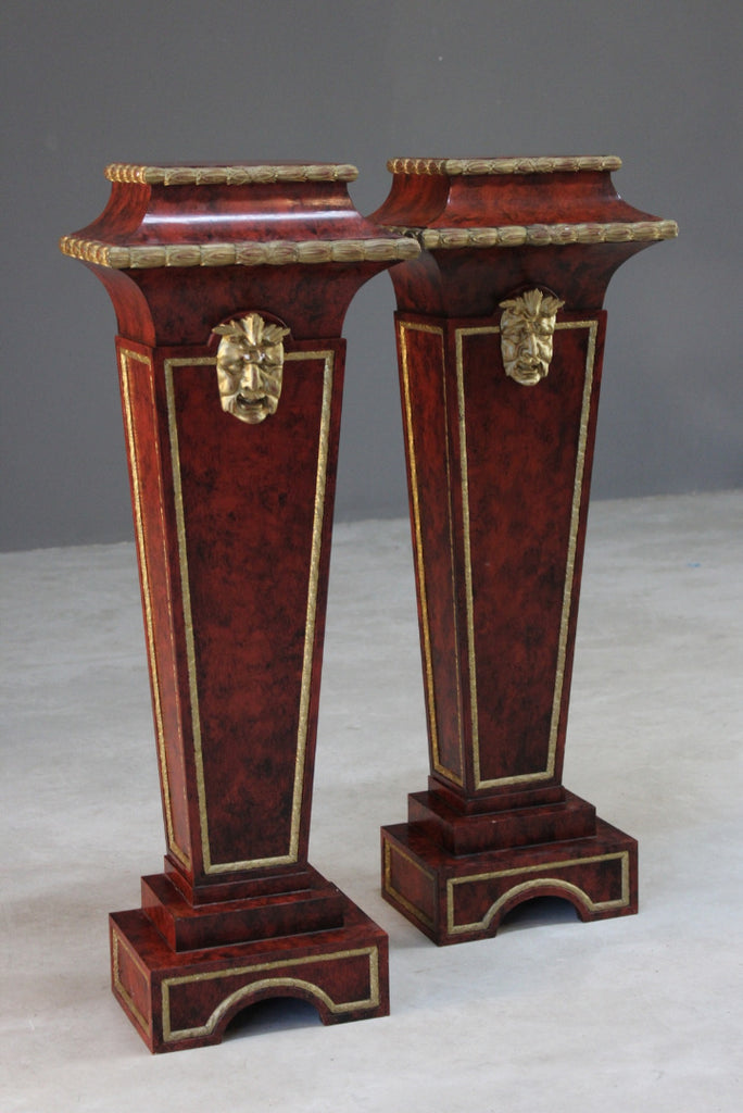 Pair Decorative Painted Pedestal Columns - Kernow Furniture