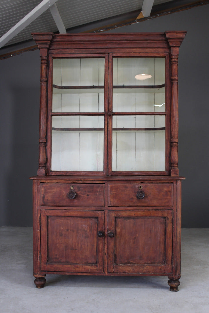 Rustic Stained Pine Glazed Dresser - Kernow Furniture