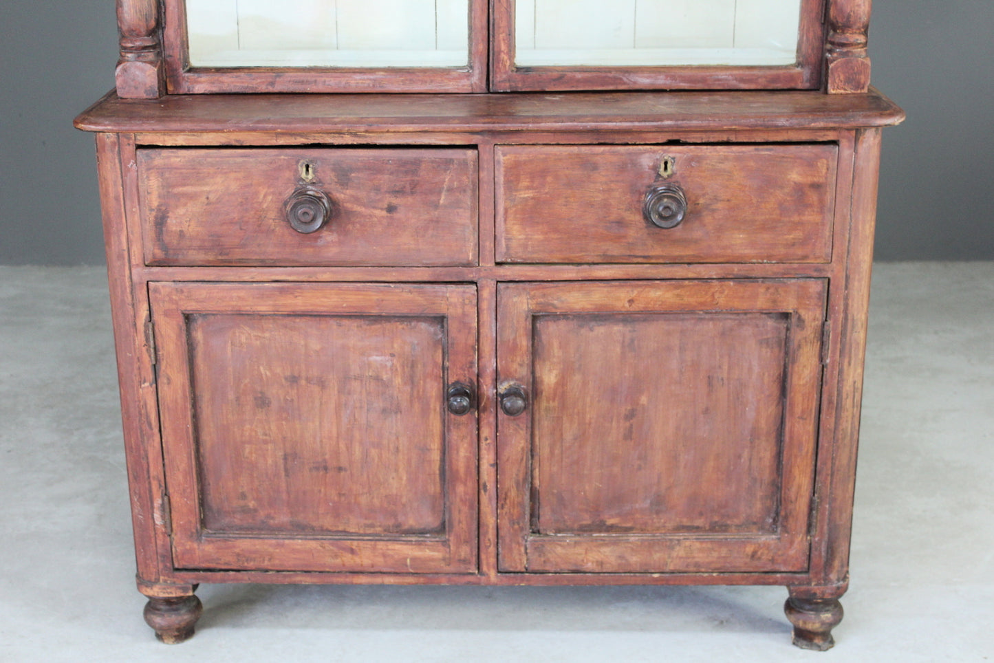 Rustic Stained Pine Glazed Dresser - Kernow Furniture