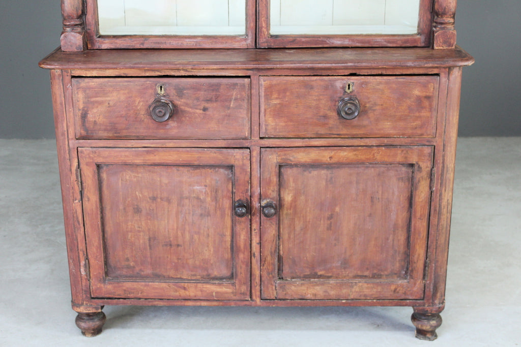 Rustic Stained Pine Glazed Dresser - Kernow Furniture