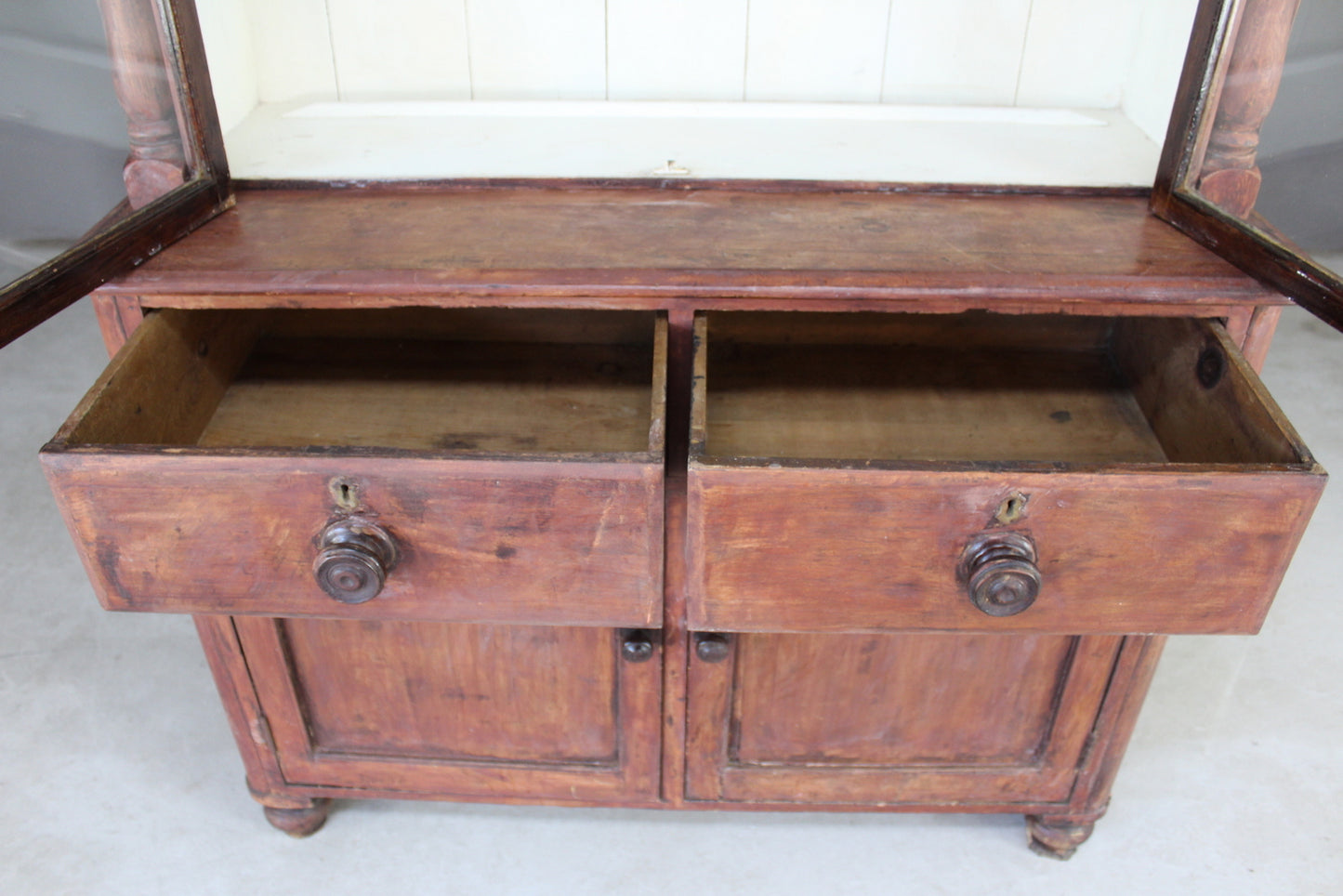 Rustic Stained Pine Glazed Dresser - Kernow Furniture