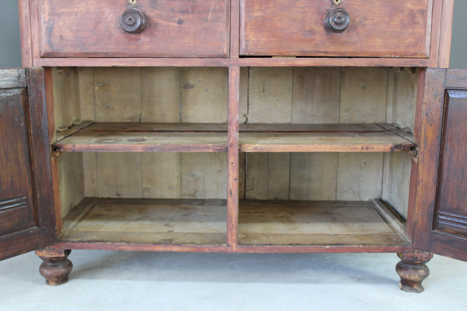 Rustic Stained Pine Glazed Dresser - Kernow Furniture