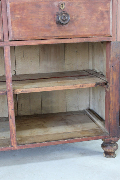 Rustic Stained Pine Glazed Dresser - Kernow Furniture