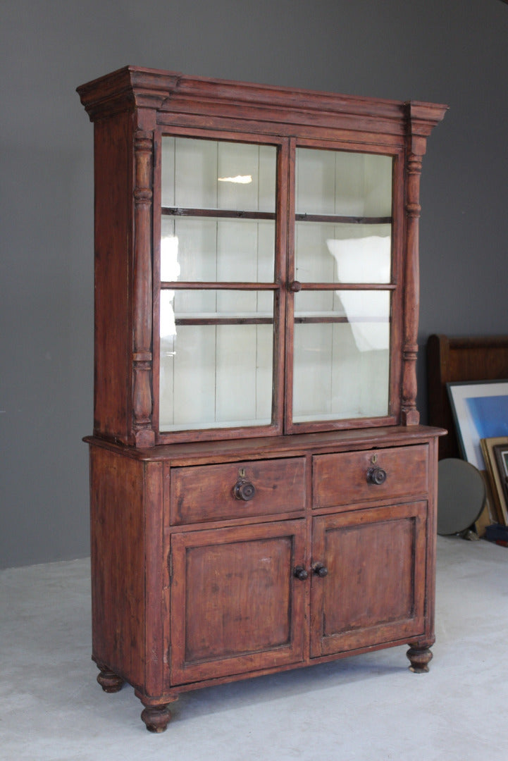 Rustic Stained Pine Glazed Dresser - Kernow Furniture